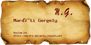 Maróti Gergely névjegykártya